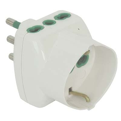 Adattatore Triplo 16A con Schuko Fme Bianco 2P con T 2 Pezzi - 2
