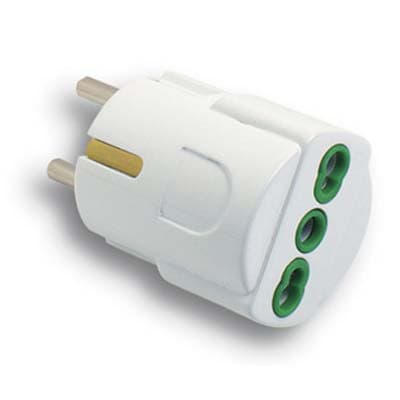 Adattatore Schuko 16A Bipasso Fme Bianco 2P con T 5 Pezzi - 2