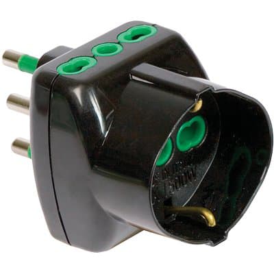 Adattatore Triplo 16A con Schuko Fme Nero 2P con T 2 Pezzi - 2