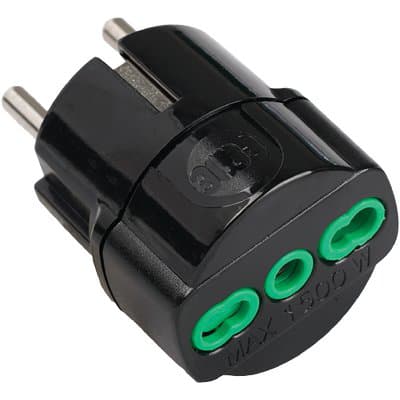 Adattatore Schuko 16A Bipasso Fme Nero 2P con T 5 Pezzi - 2