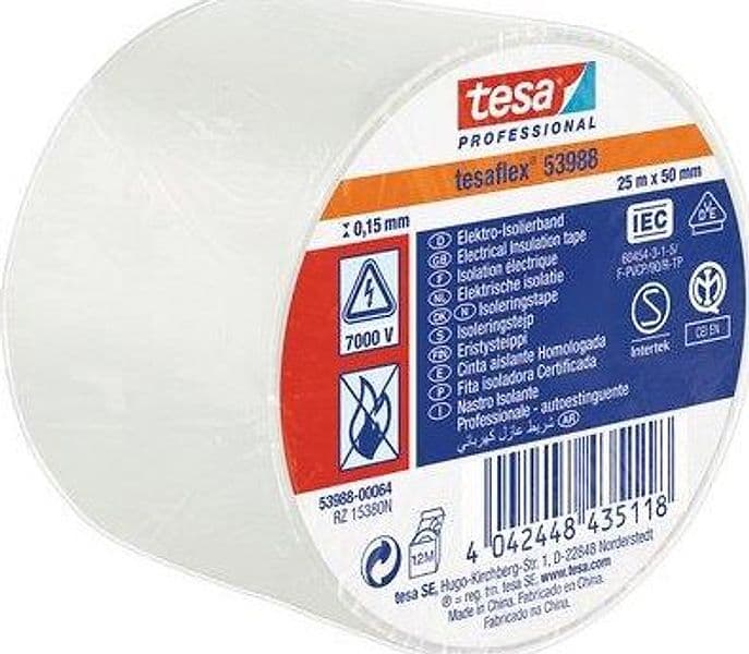 Nastro PVC Isolante Imq Tesa Bianco 25 ml 50 mm 4 Pezzi