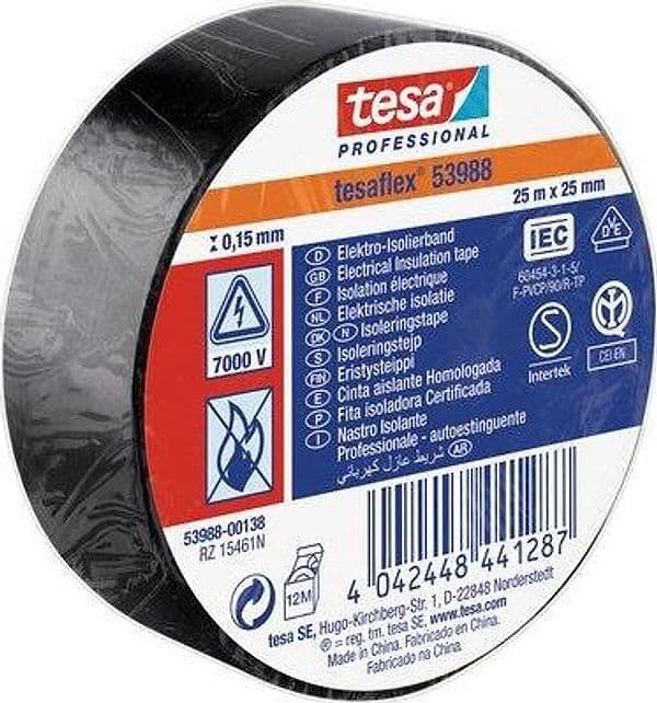 Nastro PVC Isolante Imq Tesa Nero 25 ml 25 mm 10 Pezzi - 2