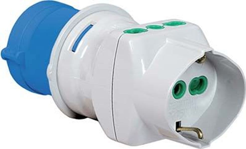 Adattatore Triplo Spina BLU16A con Schuko Fme 2P con T 16A IP44 - 2