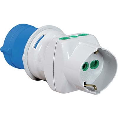 Adattatore Triplo Spina BLU16A con Schuko Fme 2P con T 16A IP44 - 2