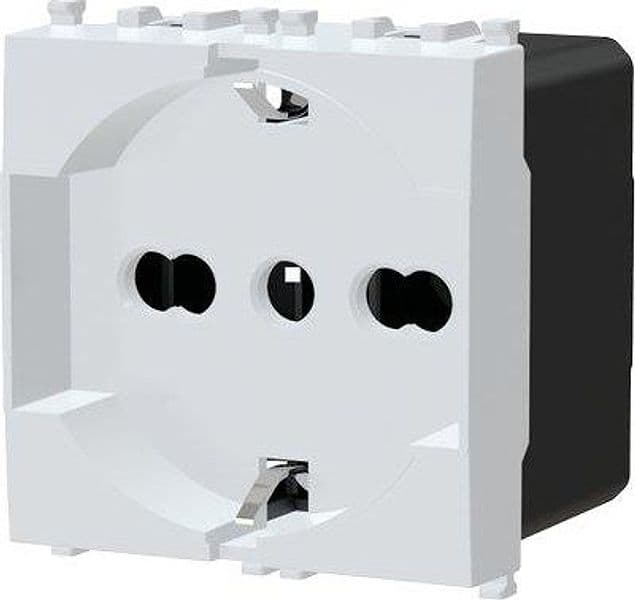 Presa Schuko con Sicurezza Avp Bianco a 10 a 16 2P con T 250 V 8 Pezzi - 2