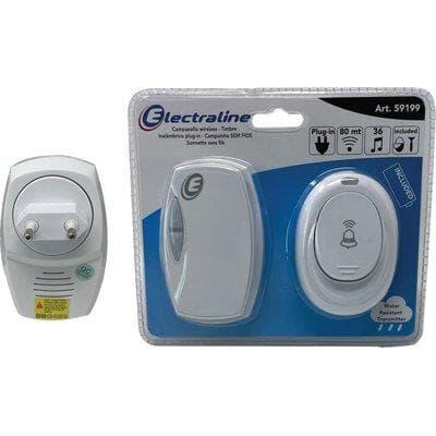 Campanello con Pulsante Esterno Electraline Ricevitore Volt 220 Pulsante - 2