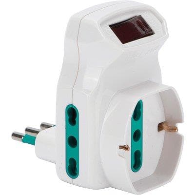 Adattatore Triplo 10A16A con Schuko Fme Bianco 2P con T con Interruttore - 2