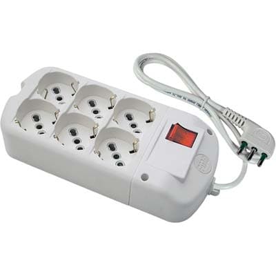 Multipresa Bipasso Schuko con Int.lum Fme Bianco Posti 6 2P con T 16A - 2