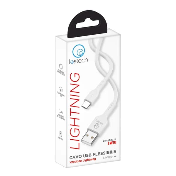 Cavo Smartphone Ls Nb Lostech Usb Lightning Bianco 300 cm 4 Pezzi