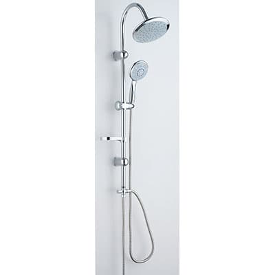 Saliscendi Soffione con Doccetta 5 Getti Edera Effe Acciaio Inox Tubo Mm 22 - 2