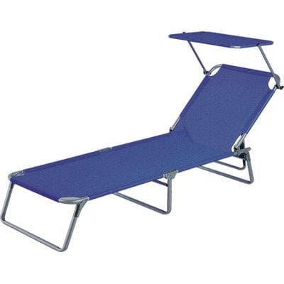 Lettino Sand con Parasole Domus Acciaio Poly Blu Cm 58X190 H.cm 27 - 2