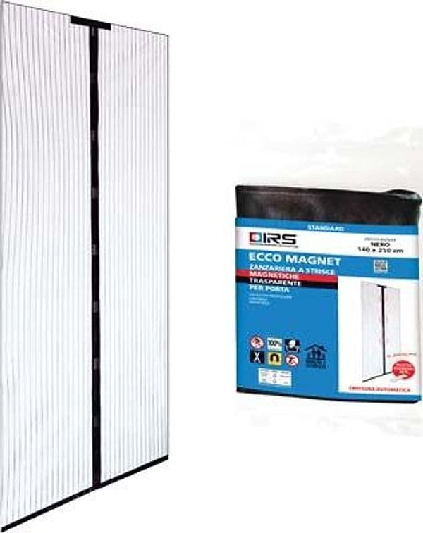Zanzariera Porta Ecco Magnet Irs Poliestere Nero Pannelli 2 cm 140 H.cm 250