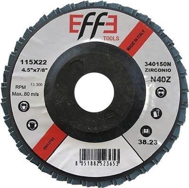 Disco a Lamelle Radiali Zirconio Effe Grana 100 115 x 22,2 mm 10 Pezzi - 2