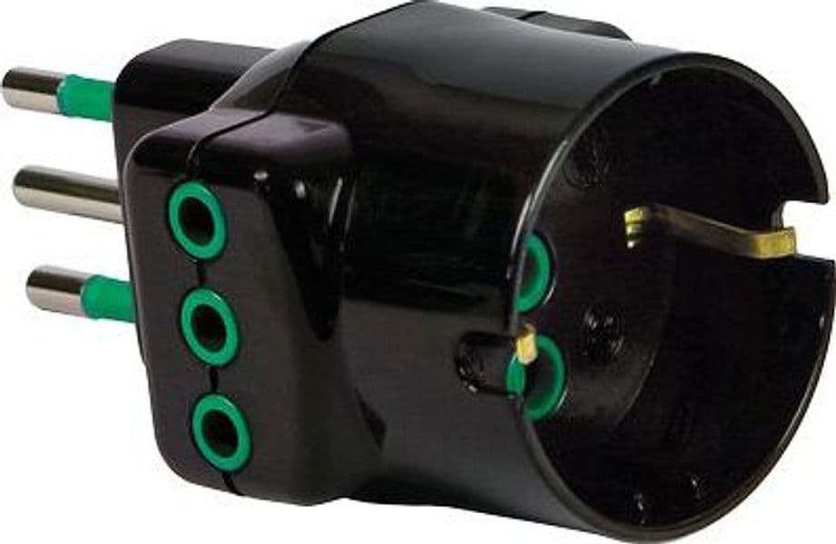 Adattatore Triplo 10A con Schuko Garanti Nero 2P con T 10 Pezzi - 2