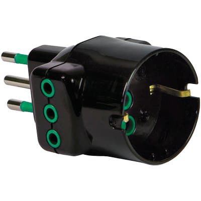 Adattatore Triplo 16A Bipasso con Schuko Garanti Nero 2P con T 10 Pezzi - 2
