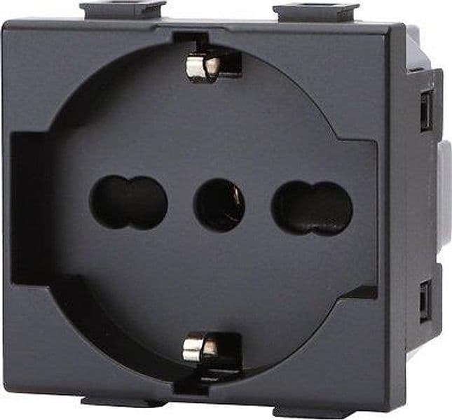 Presa Schuko con Sicurezza Abm Nero a 10 a 16 2P con T 250 V 8 Pezzi - 2