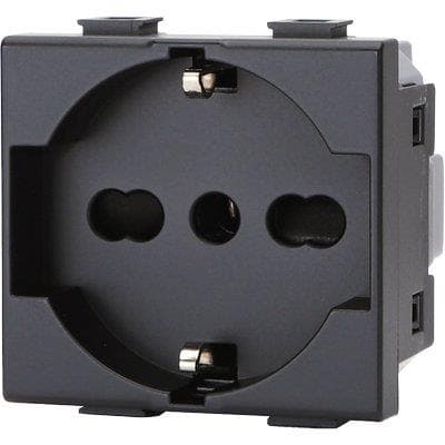 Presa Schuko con Sicurezza Abm Nero a 10 a 16 2P con T 250 V 8 Pezzi - 2