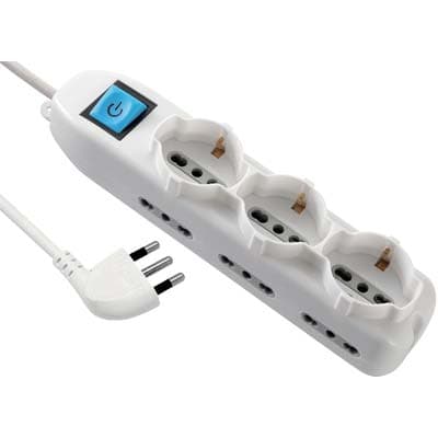 Multipresa Bipasso con Schuko con Int.lum Electraline Bianco 2 Pezzi - 2