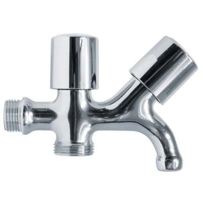 Doppio Rubinetto a Vite per Lavatrice 220 Itap Ottone Cromato ½mx¾m - 2