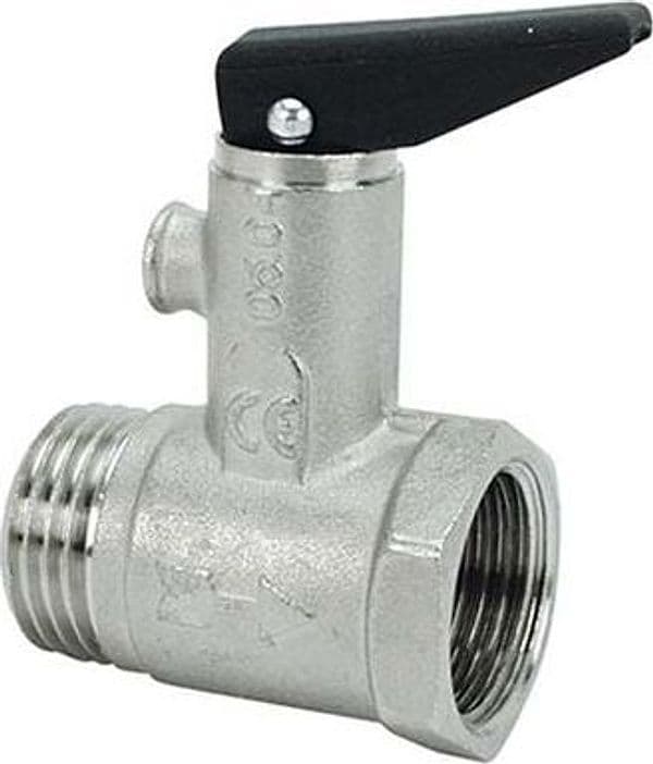 Valvola Sicurezza con Leva per Scaldacqua Ottone Nichelato 1/2mf 2 Pezzi - 2