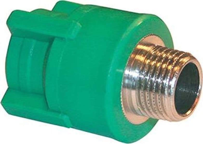 Manicotto Ppr a Saldare Filetto Maschio Verde Ottone 25 mm x 1/2 M 10 Pezzi - 2