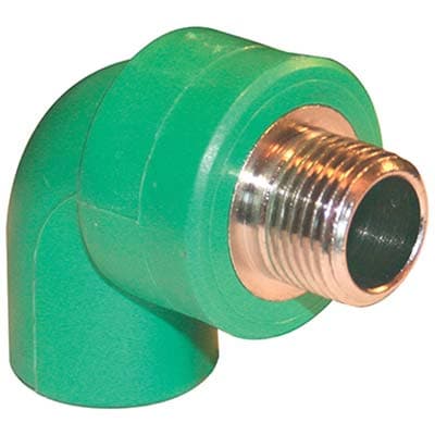 Gomito Ppr a Saldare 90 ° Filetto Maschio Verde Ottone 20 mm x ½ M 10 Pezzi - 2