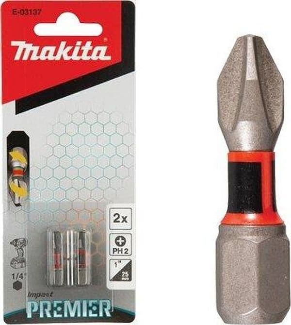 Inserto Croce Phillips per Avvitatore Impulsi Makita PH 3 x 25 mm 2 Pezzi