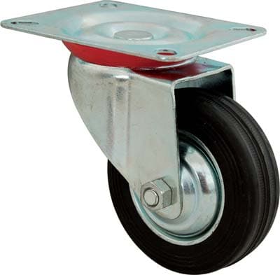 Ruota a Forcella Girevole Hand a Zincato Gomma Nera D.mm 200X50 P.mm - 2