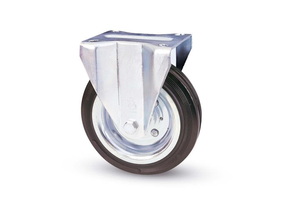 Ruota a Forcella su Piastra 80A Avo a Zincr Gomma Nera D.mm 160X40 P.mm – Valsecchi