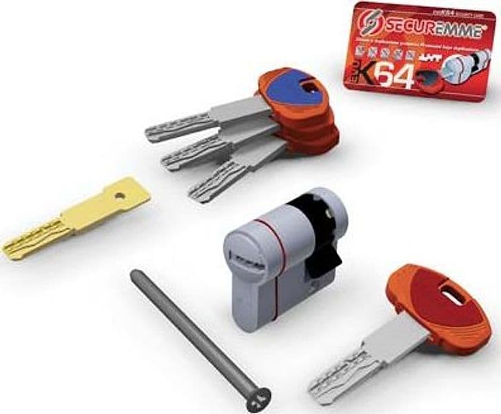 Mezzo Cilindro Sagomato Evo K64 Hand Securemme Cromo Satinato Chiavi 3 mm - 2