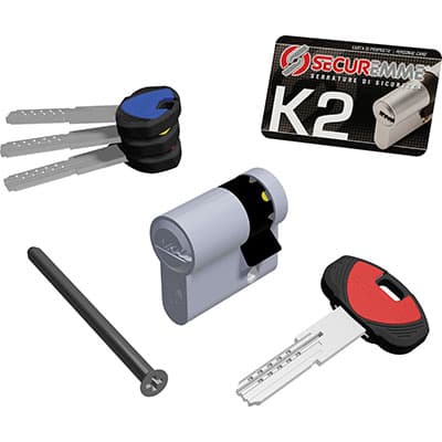 Mezzo Cilindro Sagomato K2 3200M Securemme Cromo Satinato Chiavi 3 mm 40 30 - 2