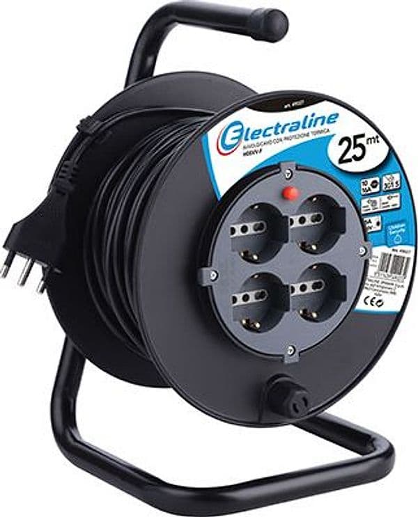 Avvolgicavo Bricolage 49027 Electraline 2P con T 16A Bipasso Schuko X4 - 2