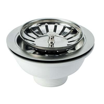 Pilettone Basket Lavello Inox Pp Inox con Tappo Griglia Basket 1½ F 2 Pezzi - 2