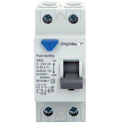 Interruttore Differenziale Puro Aigostar 2P Volt 230 a 25 Ka 6,0 Ma 30 - 2