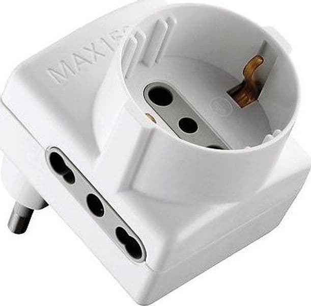 Adattatore Triplo 16A con Schuko Electraline Bianco 5 Pezzi - 2