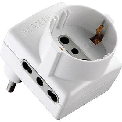 Adattatore Triplo 16A con Schuko Electraline Bianco 5 Pezzi - 2