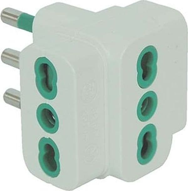 Adattatore Triplo 16A Garanti Bianco 2P con T 10 Pezzi - 2