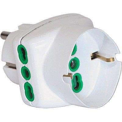 Adattatore Triplo Schuko 16A con Schuko Fme Bianco 2P con T 2 Pezzi - 2