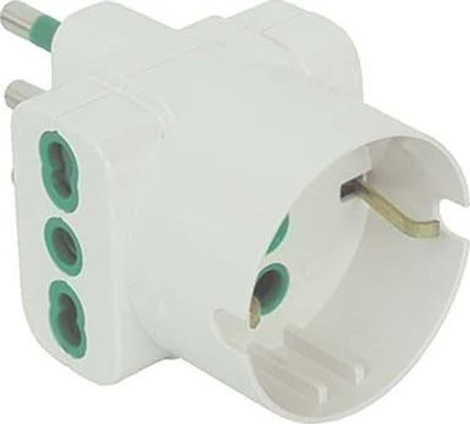 Adattatore Triplo 16A Bipasso con Schuko Garanti Bianco 2P con T 10 Pezzi - 2