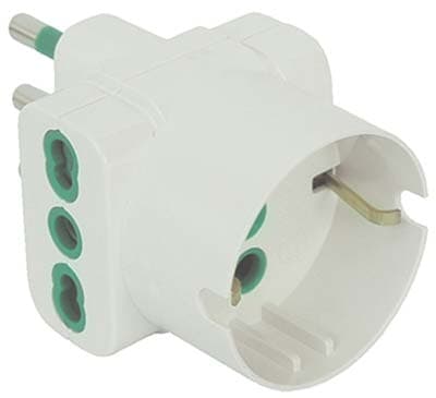 Adattatore Triplo 16A Bipasso con Schuko Garanti Bianco 2P con T 10 Pezzi - 2