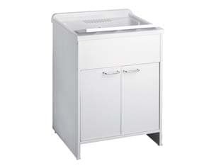 Mobile Lavatoio in PVC Bianco con Sifone 60 CMX50X85H - 2