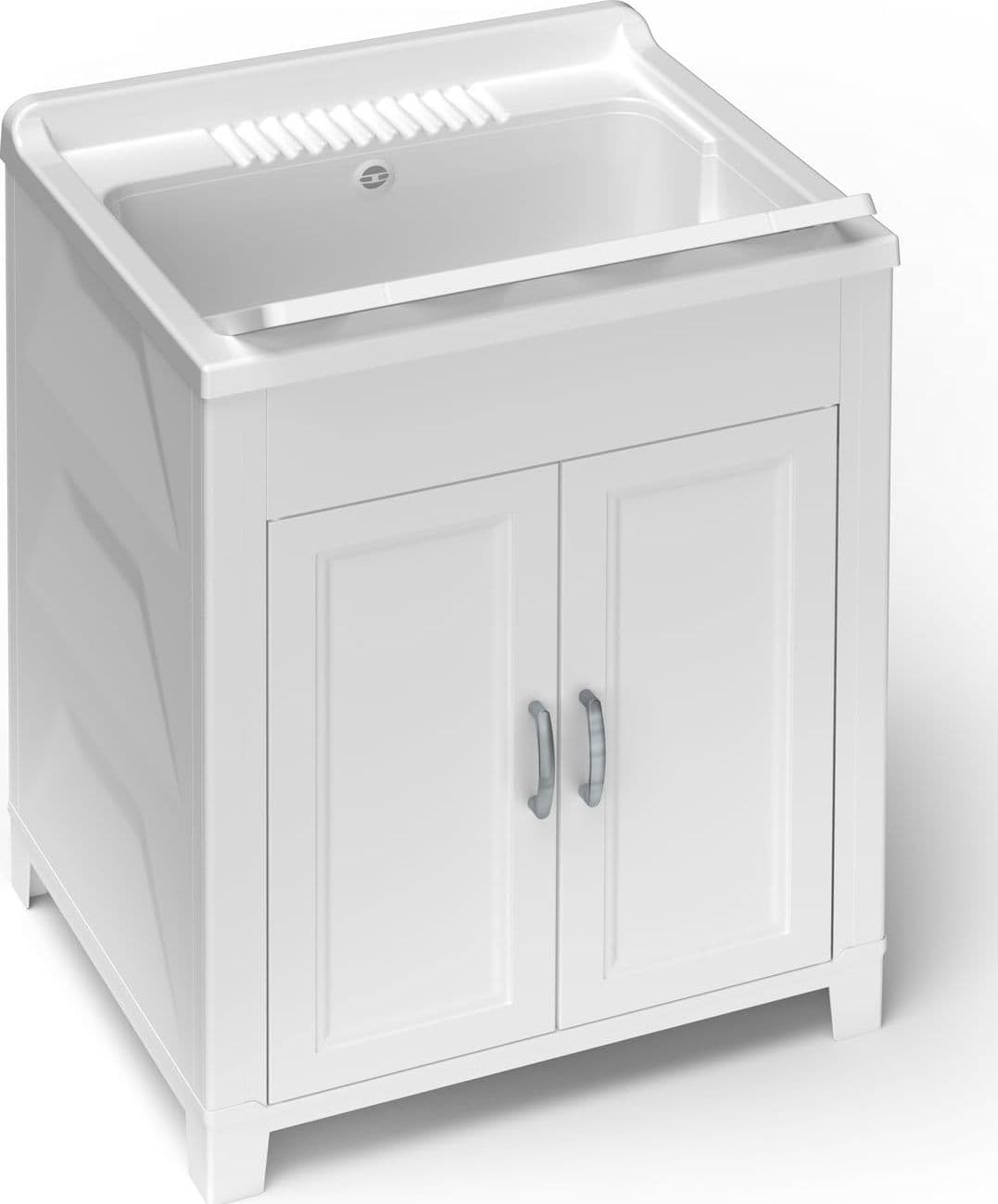 Mobile Lavatoio in PVC Bianco con Sifone 60 CMX50X85H