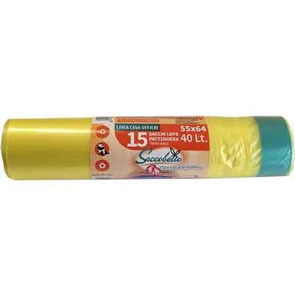 Sacchi per Pattumiera 55 x 64 cm Colore Giallo 15 Pezzi - 2