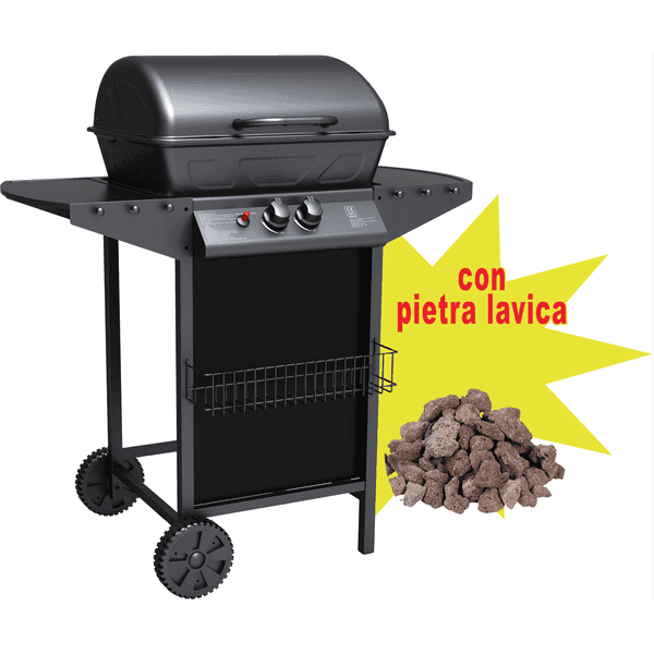 Barbecue a Gas Due Fuochi Ideal Star Matera con 2,5 kg di Pietra Lavica - 2