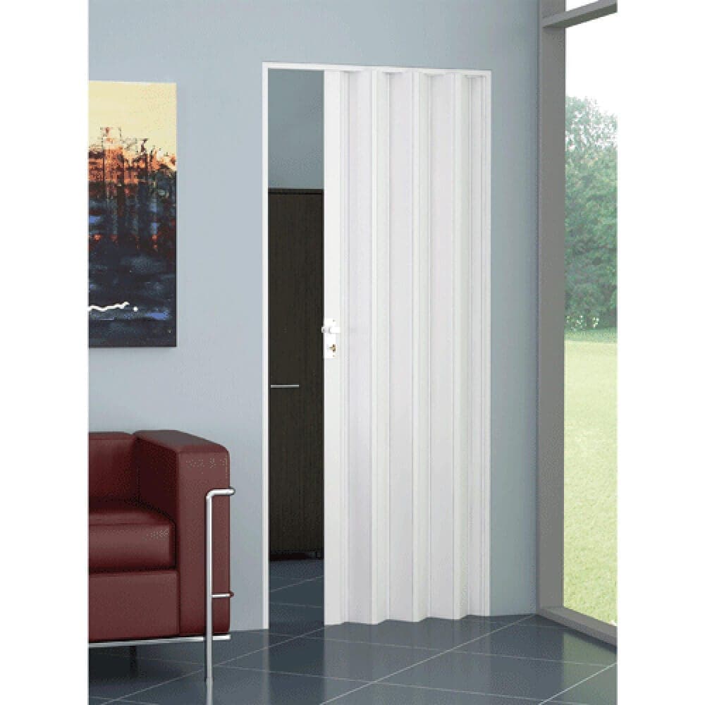 Porta a Soffietto con Serratura in Kit Linea Extra in PVC 82 CMX210 Bianco - 2