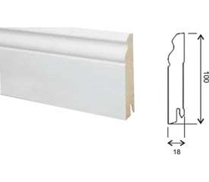Battiscopa Barocco in MDF Bianco 18 MMX100X2400 Pircher 6 Pezzi - 2