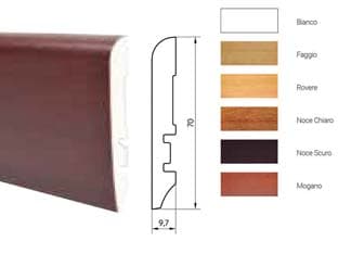Battiscopa Liscio in Legno di Abete Giuntato 10 MMX70X2250, Mogano 10 Pezzi - 2