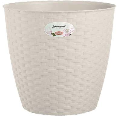 Vaso Rattan Tondo Natural Stefanplast Pp Bianco H 29 cm 26,5 cm 2 Pezzi - 2