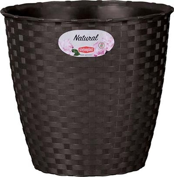 Vaso Rattan Tondo Natural Stefanplast Pp Moka H 19 cm 17,5 cm 4 Pezzi - 2