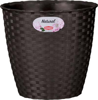 Vaso Rattan Tondo Natural Stefanplast Pp Moka H 19 cm 17,5 cm 4 Pezzi - 2